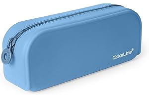 PRACTICOFFICE Colorline 58111 - Portatodo de Silicona con Tacto Ultra Soft de Alta Resistencia, Estuche Multiuso para Viaje, Material Escolar, Neceser y Accesorios. Color Azul Claro, Medidas 18 x 7 x 5 cm