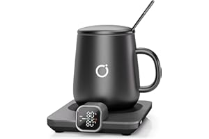 ikago Smart Heated Coffee Mug Warmer & Mug Set - Heated Mug Warmer with Auto Shut Off, 1℃ Precise Temperature Control Mug Warmer, Electric Coffee Mug Warmer for Desk, Gifts for Women and Men, Travel