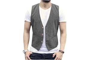 AeoTeokey Herren Sommer Leinenweste Anzug Weste Casual Weste Regular Fit