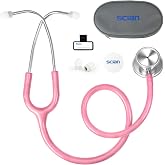 SCIAN Dual Head Stethoscope for Nurses, Doctors, Medical Students, Classic Stethoscope Stethoscope with Carrying Bag (Pink)