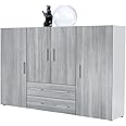 Vladon Highboard Nora Sideboard with 2 drawers and 4 doors with a total of 8 compartments behind, white matt/avola-anthracite (166.5 x 106.5 x 35 cm)