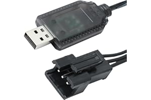 ANRBB Chargeur USB RC 7,4 V LiPo avec fiche SM‑3P, avec protection contre la surcharge, affichage LED, puissance de charge efficace 1 A, câble de charge USB universel pour voitures radiocommandées, drones