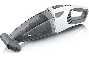 ‎SEVERIN SEVERIN Bezprzewodowy odkurzacz ręczny 4w1, bezprzewodowy ręczny odkurzacz do samochodu, sierści zwierząt i płynów, czas pracy do 30 minut, obrotowa turboszczotka, biało-szary/czerwony, HV 7146