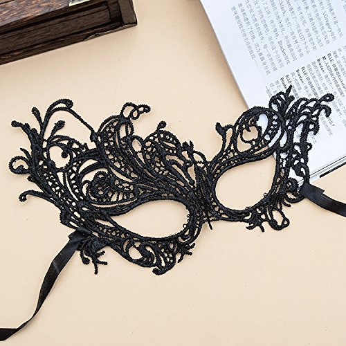 Venezianische Venetianische Stoff zum binden Maskerade Maske Karneval Kostüm Fasching Verkleidung Shades of Grey Herren und Damen Funkelnd Mitternacht Schwarz - 2
