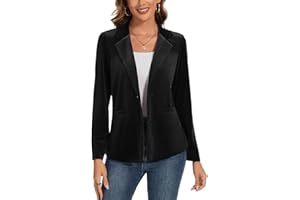 Kyzoeyou Women's Velvet Blazer Suit Casual Long Sleeve Blazers Jacket Elegant Business Work Office Outerwear with Buttons Pockets
