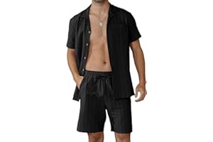 Ryehack Hawaiihemd Herren Kurzarm Casual Sommer Party Outfit Zweiteiler Hawaii Shirt und Shorts Strand Set M-3XL