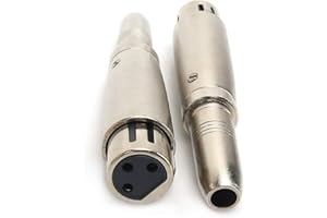 SiYear Profession 3 pines XLR hembra a conector hembra de 6,35 mm, adaptador de micrófono de audio estéreo, adaptador XLR a 6,35 mm (paquete de 2)