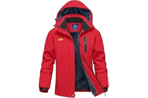 donhobo Damen Outdoor Winterjacke Winddichte Wasserdicht Softshell Jacke Warm Fleece Skijacke Funktionsjacke mit Abnehmbarer Kapuze