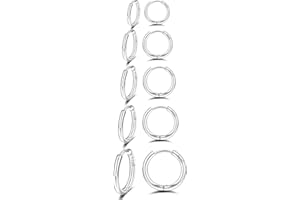 Sterling Silver Hoop Earrings 5Pairs Silver Hoops Earrings for Women Hypoallergenic Tiny Hoop Earrings Sleeper Cartilage Mini Small Hoop Earrings for Men Women 6/8/10/12/14mm PABBEU
