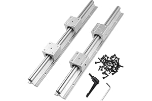 CNCYEAH 2Pcs Linear Rail Guide SBR12-600mm Linear Slide Rail Shaft With 4 Pcs SBR12UU Motion Slide Rail Guide Bearing Block Kit for DIY CNC Routers, Mills, Lathes