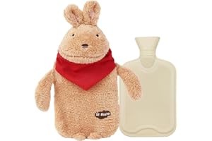 ANYINGKAI Bolsa de agua caliente prémium,Bolsa de Agua Caliente para el Alivio del Dolor,Botellas de Agua Caliente de Goma,Felpa Bolsas Agua Caliente,Hot water bottle with cover (F)