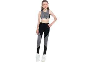 dPois Enfant Fille Ensemble Sport Survêtement Brassière Sport Pantalon Yoga Fitness Vêtement de Gymnastique Tenue Athlétique Collant Leggings Danse 3-16 Ans