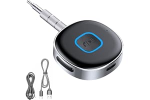 FAYAZ Car Bluetooth AUX Adapter, Car Bluetooth receiver Bluetooth 5.0 Receiver for Home Stereo/Speaker/Wired Headphones, Portable 3.5mm AUX Car Adapter, Hands-free Calls, Dual Connection, 16H Playtime