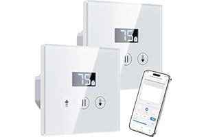 ALLEVOI Interruptores Persiana Wifi Porcentual con Pantalla LCD, Interruptor Persiana Inteligente Compatible con Alexa y Google Assistant 80x80 mm