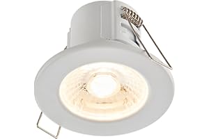 SAXBY LIGHTING Saxby ShieldECO Fire Rated Downlight - Dimmable Recessed LED Ceiling Light in Matt White Finish - IP65 Downlights for Bathroom, Shower, Kitchen - 4W LED Module (SMD 2835) Warm White 3000K Colour