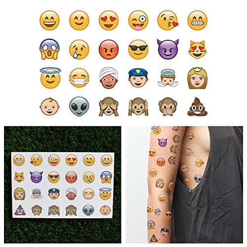 Tattify Assorted Smiley Emoji Temporary Tattoos - Emojis 01 (2 Sheets)