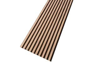 MEBANO. Chêne Sanremo Lamelles Acoustiques sur Feutre Noir 240x53 cm Panneaux Muraux Acoustiques Absorption Sonore et Décoration Murale élégante Panneaux Muraux en MDF