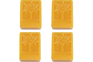 CoolCrafts 4 Piezas Cera de Abeja Natural Bloques de Cera de Abeja Amarillo para Velas, Cosmetica, Pulido de Muebles - 400g