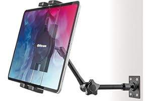 Oilcan Soporte Tablet Pared Articulado, Soporte Pared iPad Multiángulo [Brazo de Aluminio Ajustable] para Habitación, Cocina, Tiendas, para iPad Pro Air Mini, Galaxy Tab, Lenovo, Móvils, 4-12,9"