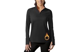 TACVASEN Fleecepullover Damen Sportshirt Langarm mit 1/4 Zip Fleece Laufshirt Atmungsaktiv Langarmshirt Fitness T-Shirt