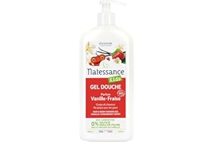 Natessance - Gel Douche Corps Et Cheveux Kids - Vanille-Fraise - Certifié Bio Cosmos Organic - Flacon 100% végétal - 500 ml