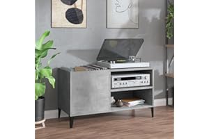 Tidyard Mobile per dischi, scaffale CD, mobile giradischi, mobile per disco, mobile per vinile, compensato grigio cemento 84,5 x 38 x 48 cm