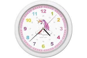 Isabel Iven Wall Clock Children's Unicorn Silent Colourful Children's Wall Clock Wall Clock for Girls and Boys Colourful Learning Clock for Children 30.5 cm by Designer