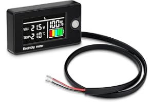 Heemol Monitor pojemności akumulatora 12 V, 24 V, 36 V, 48 V, 60 V, 72 V, 84 V, miernik baterii DC 8-100 V, LCD, poziom naładowania baterii, wodoszczelny, z czujnikiem temperatury, alarm do samochodów