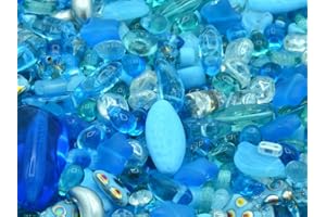 BOHEMIA CRYSTAL VALLEY 1000g Mixed Glass Beads different shapes Mix, Mixed Aqua (Mixed Aqua), Bohemian Crystal Glass, Czech Republic MIX Wholesale Bulk Pack