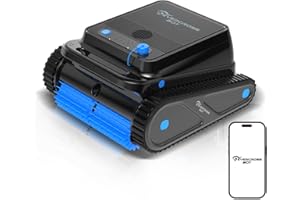 EVERCROSS BOT U8 Robot Piscine Fond et Parois, Robot Piscine sans Fil avec Nettoyage de la Ligne d'eau, 120 Min Autonomie, Navigation Intelligente, Stationnement Automatique, Piscines 200㎡ (Noir-APP)