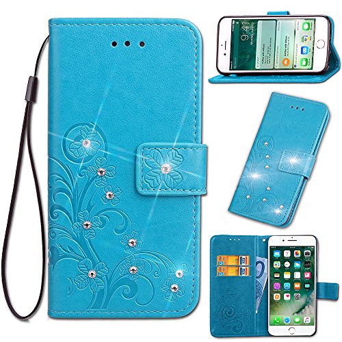 Funda Xiaomi Mi A1 / 5x,funda piel GOGME[Serie Flor Mariposa]Flor de mariposa con relieve retro,Carcasa elegante, resistente, funcional y cómoda.azul z