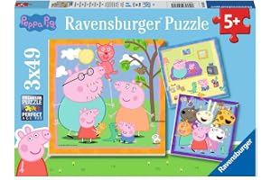 Ravensburger barnpussel 05579 - Peppas familj och vänner - 3x49 bitar Peppa Pig pussel för barn från 5 år och uppåt