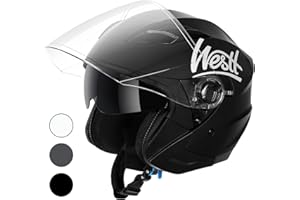 Westt casco moto casco jet doppia visiera omologato ECE 22.06 casco scooter caschi scooter per donna e uomo nero grigio bianco