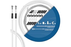 TAPKUA Kit de Cable de Freno de Bicicleta, 2500mm Cable de Freno de Bicicleta de Carretera y Funda de Cable de 3M (Blanco)