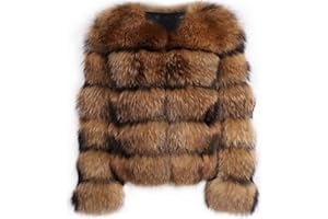 ZhuiKun Manteau en Fausse Fourrure pour Femme Pardessus Court en Fourrure Artificielle Solide Épais Chaud Parka Veste