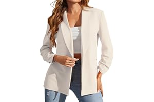 L9WEI Bléiser entallado para mujer, para otoño e invierno, elegante, de vestir, con solapa, diseño monocromático, mangas largas, chaquetas y trajes de negocios