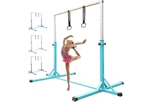 FBSPORT Barra da Ginnastica per Bambini con 13 Altezze Regolabili,Sbarra di Ginnastica per Bambini Barra Ginnastica Orizzontali Artistica Palestra Danza per Bambini e Bambine e Portatile