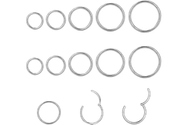 LIUYIDM 18 g näspiercing septum rostfritt stål kirurgiskt rostfritt stål 10 st brosk ring örhängen gångjärn ringar piercing läpp Helix näsa 6 mm/8 mm/10 mm/12 mm/14 mm