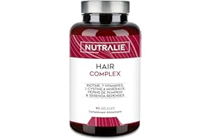 Vitamine Cheveux - [PRIX 2022] Biotine + Zinc + Sélénium + L-Cystine - Hair Complex Femme et Homme - 90 Gélules Végétariennes Nutralie