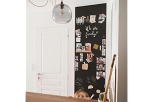 FERFLEX - Kit papier peint magnétique classique - Version Adhésif Permanent - Ardoise effacable - Deco murale - 8 aimants argentés inclus - 2,60mx60cm