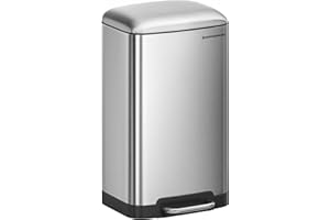 SONGMICS Cubo de Basura para la Cocina, 30 L, Cubo de Pedal de Acero con Tapa y Cubo Interior, Cierre Suave, Plata LTB01L