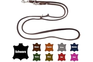 ELROPET Hundeleine Fettleder kleine Hunde/große Hunde 2m / 2,40m / 2,80m / 3,50m / 5m Doppelleine verstellbar (2m X 12mm, Dunkelbraun)
