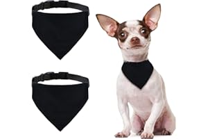 HACRAHO Sublimation Hundehalstücher, 2 Stück Verstellbares Sublimation Hund Bandana mit Abnehmbarem Halsband Schwarz Bandana Lätzchen für DIY für Kleine Mittlere Hunde, M