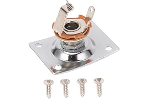 DRFEIFY Plaque Jack de Sortie de Guitare, Plaque Jack de Guitare Carrée en Métal, Prise de Sortie de Micro, Prise de Prise D'entrée avec Vis pour Telecaster (Couleur chrome)