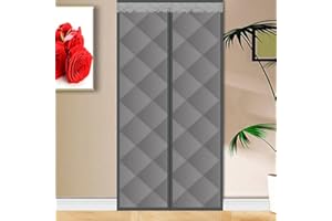 HUAXIQUE Wärmeschutzvorhang Winter Magnetisch Thermovorhang Verdunklungsgardine Thermo Türvorhang Kälteschutz für türen Balkontür Außentür Wohnzimmer 85x190cm Grau