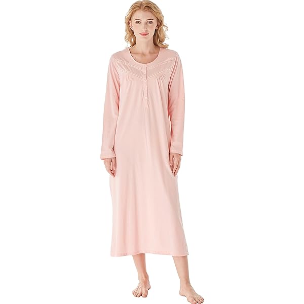 long sleeve night dress for older ladies