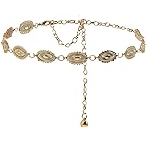 PALAY® Boho Waist Belt for Women Golden Concho Belt Saree Waist Metal Concho Western Fashion Conchos Adjustable,29.53 inches 