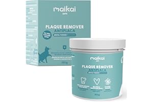 MAIKAI Plaque Remover 150 g - Polvere Igiene Orale di Cani e Gatti - Alito Cattivo - Rimozione Tartaro - Alitosi - Previene Placca Dentale - Pulizia Denti - 100% Naturali -