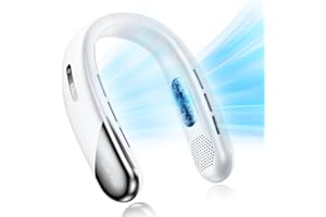 YAEFDD Ventilateur de cou portable rechargeable, refroidissement à 360°, 5 vitesses, batterie 4200mAh, adapté aux voyages d'affaires et aux activités de plein air.Blanc