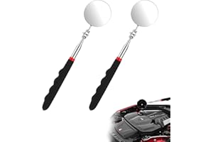 banjiabb 2 Stück Auto Inspektionsspiegel Mit Teleskopgriff,Teleskopspiegel,Inspektionsspiegel,Teleskop Spiegel,Faltbar Einziehbar Rund Teleskopspiegel Fur Techniker